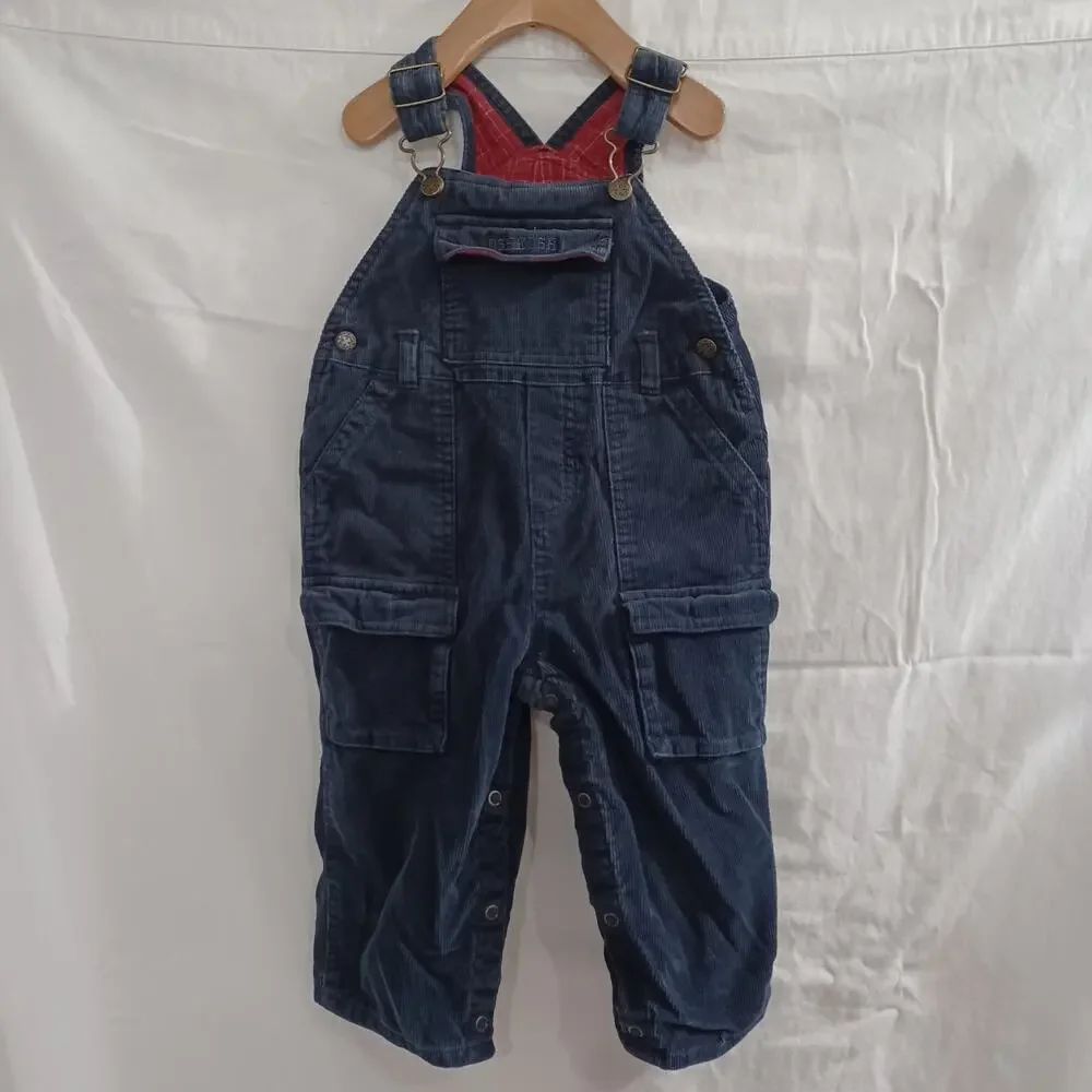 OshKosh b'gosh size 18 months blue corduroy overalls flannel liner